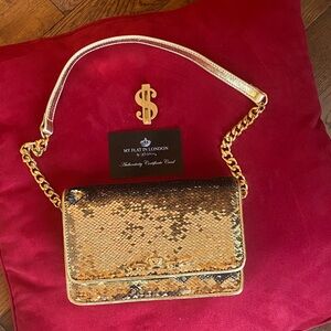 My Flat in London Gold Sequin Clutch